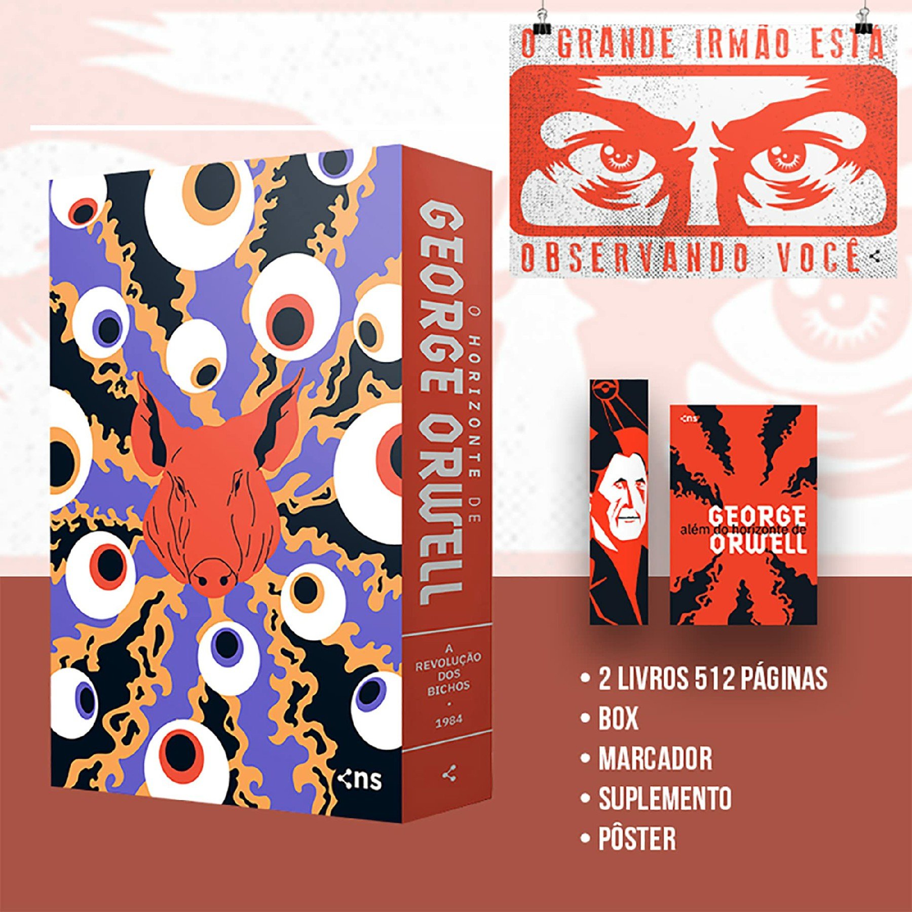 São 10 livros, mais 2 de brinde. As obras revolucionárias de George Orwell - Box com 3 livros