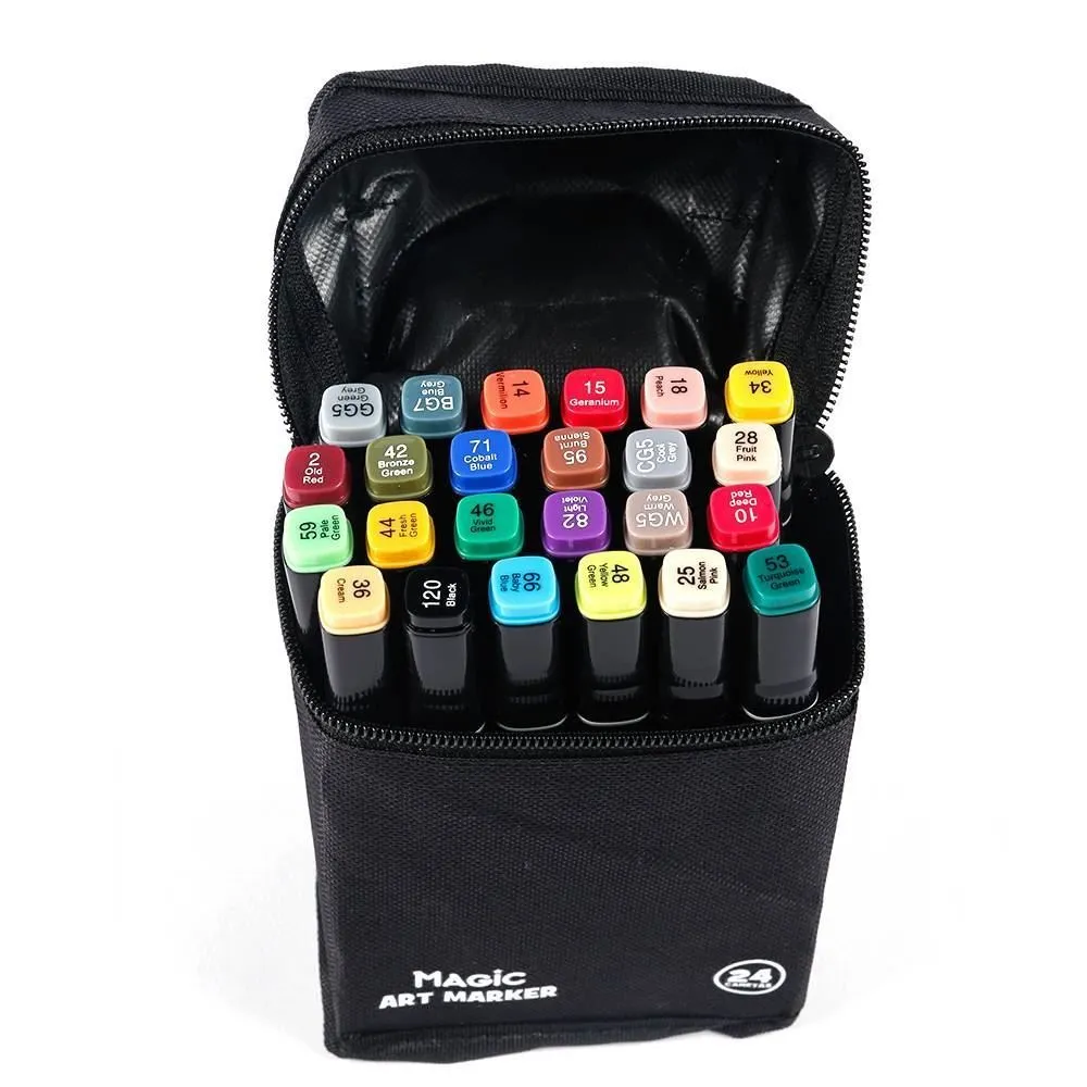 Kit 24 Canetinhas Ponta Dupla Magic Kids Art Marker
